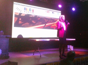 Councilmember Laura Morrison at the Big Gig Austin Happy Hour and Tweetup.